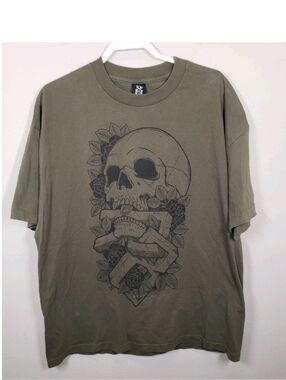 Rebel Eight Skull Floral Tee Shirt Men's 2X